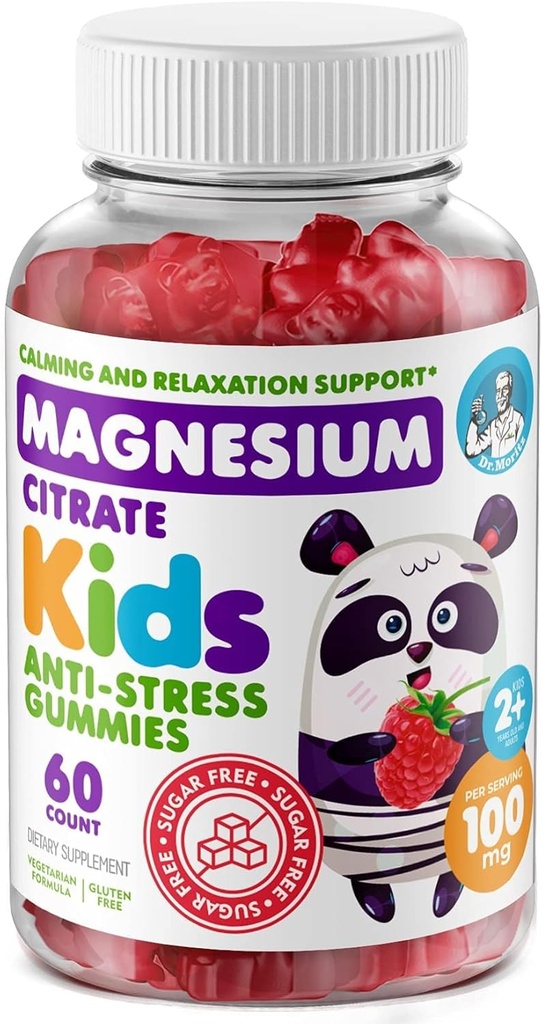 DR. MORITZ Sugar-Free Calm Magnesium Gummies for Kids and Adults - Non-GMO Kids Magnesium Gummies - Raspberry Flavor - 1-Pack (60 Count)