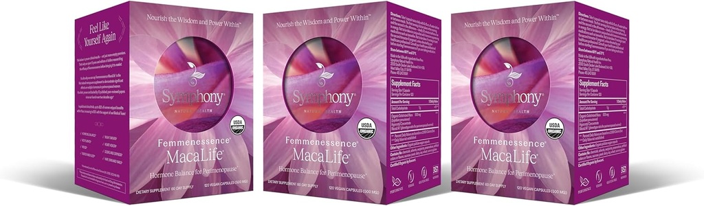 Femmenessence® MacaLife® – Clinically Proven Perimenopausal Supplement for Natural Hormone Balance, Symptom Relief, Heart & Mood Support, Without Added Hormones (360 Capsules, 180 Day Supply)