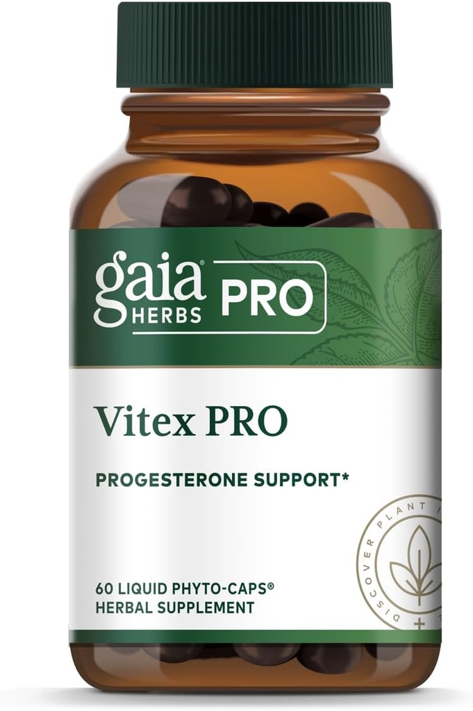 Gaia Herbs Pro Vitex PRO- Supplement Supports Normal Menstrual Cycle & Healthy Menopause* - Progesterone Support Supplement* with Organic Chaste Tree Berry Extract - 60 Liquid Phyto-Caps (30 Servings)