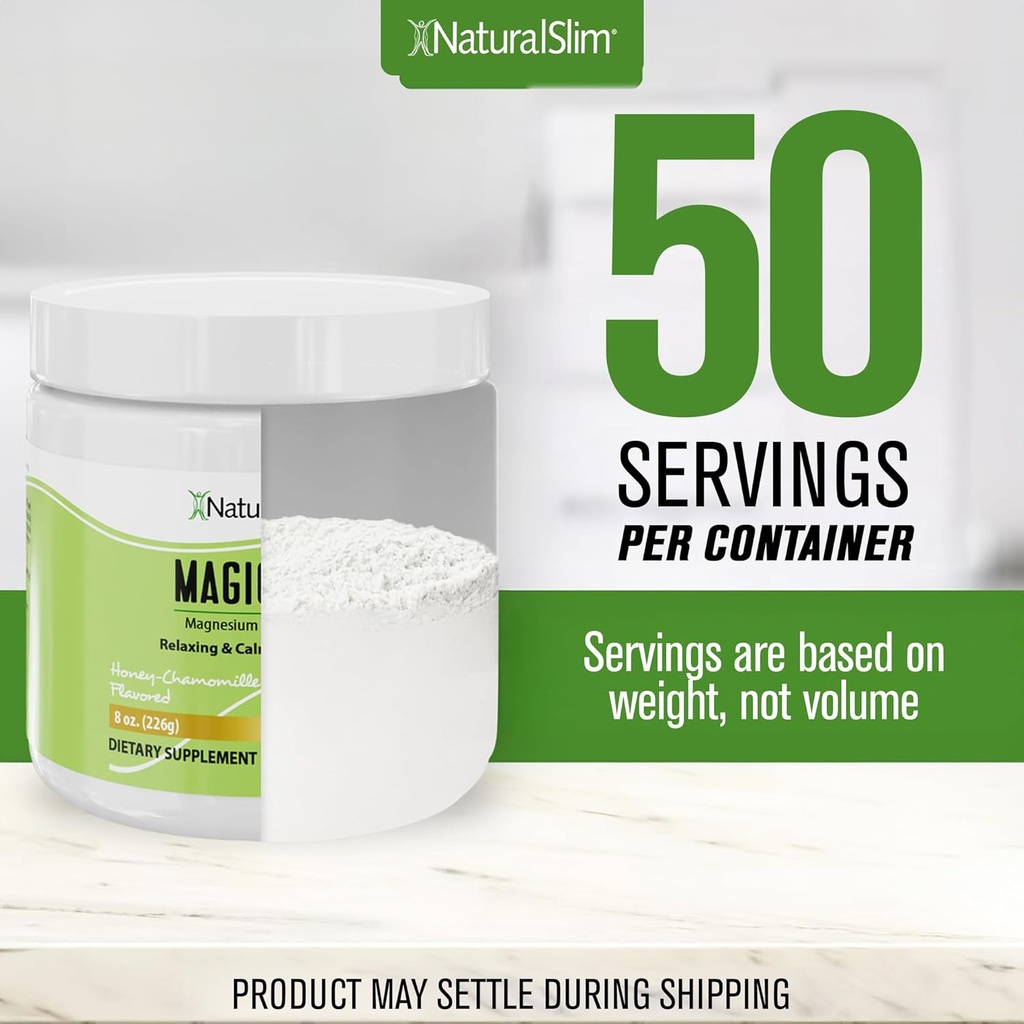NaturalSlim Magicmag Pure Magnesium Citrate Powder Stress, Constipation, Muscle, Heart Health, and Sleep Support | Honey Chamomile Flavored Magnesium Supplement - 8oz Drink Mix (2 Pack)
