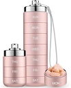 Mossime Metal Travel Pill Organizer, Portable 7 Day Vitamin Organizer Stackable, Waterproof 1 Times A Day Pill Box, Large Pill Container, Daily Medicine Organizer for Vitamin, Fish Oil, Supplement