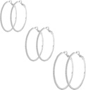 925 Sterling Silver Earrings Large Rhinestone Hoop Earrings Big Cubic Zirconia Hoop Earrings Thin Rhinestones Round Hoop Earrings for Women 20/30/40/50/60/70mm Sparkly Hoops With Crystals for Womens