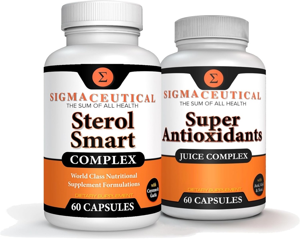 Niacin – Beta Sitosterol – Policosanol – Plant Sterols - Garlic – Cayenne Supplement Plus Super Antioxidant Supplement - Goji Berry, Acai Berry, Mangosteen, Resveratrol, Pomegranate & Noni