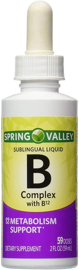Vitamin B Complex Sublingual Liquid Drops for Adults with Vitamin B6, Vitamin B12, Niacin, Riboflavin, Pantothenic Acid - Energy Bundle w/ 'No Fluff' Guide©
