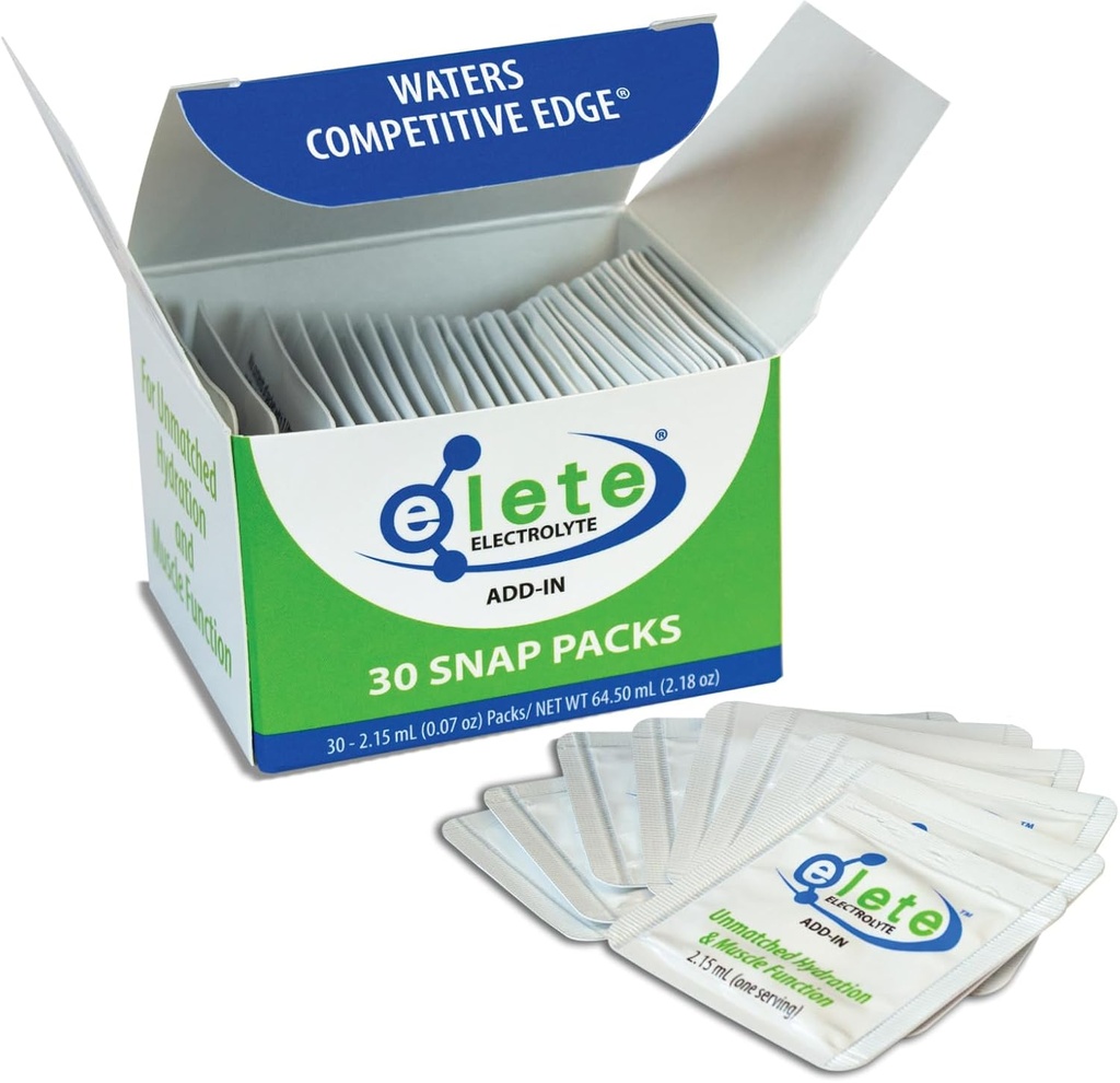 elete Electrolyte Add-in Hydration Drops Snap Packs | Sodium, Magnesium, Potassium & Trace Minerals | Zero Sugar, Unflavored Electrolytes | Easy Fold and Squeeze Packaging to Use | 30 Single Servings
