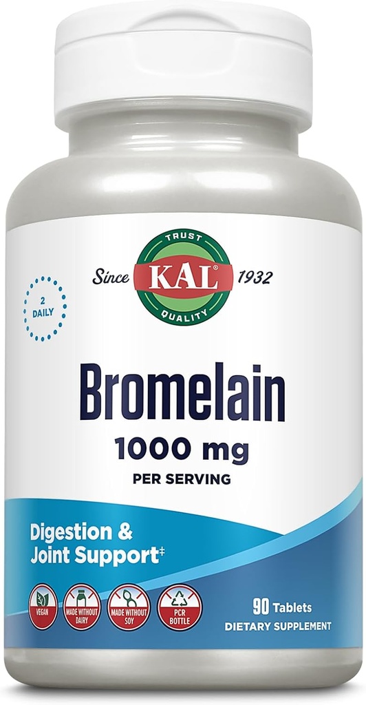 KAL Bromelain Tablets, 1000 mg, 90 Count