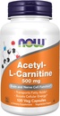 NOW Supplements, Acetyl-L Carnitine 500 mg, Amino Acid, Brain And Nerve Cell Function*, 100 Veg Capsules