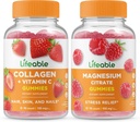 Lifeable Collagen & Vitamin C + Magnesium, Gummies Bundle - Great Tasting, Vitamin Supplement, Gluten Free, GMO Free, Chewable Gummy