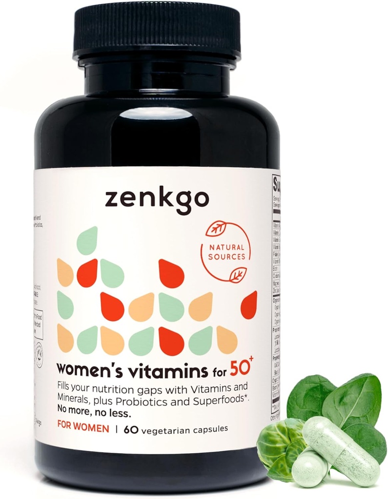 Multivitamin for Women 50 Plus, PMS Relief, Skin, Hair & Nails, Supports Joint & Bone, Heart Health, Eye Health, Turmeric, Coq10, Ginkgo, Lutein, Black Cohosh, Vitamins B6, B12, D3, K2 (60Ct)