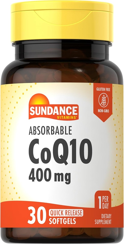 Sundance CoQ10 | 400mg | 30 Softgels | with Black Pepper Extract | Non-GMO and Gluten Free Supplement