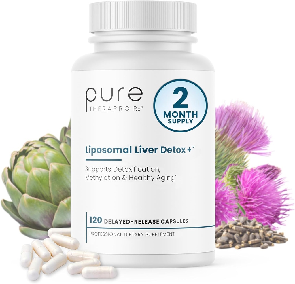 Pure Therapro Rx Liposomal Liver Detox + 120 Acid-Resistant VCaps | Soy-Free Liposomal Format Containing Methylation Nutrient Cofactors | Supports Liver Detox and Cleansing | Vegan