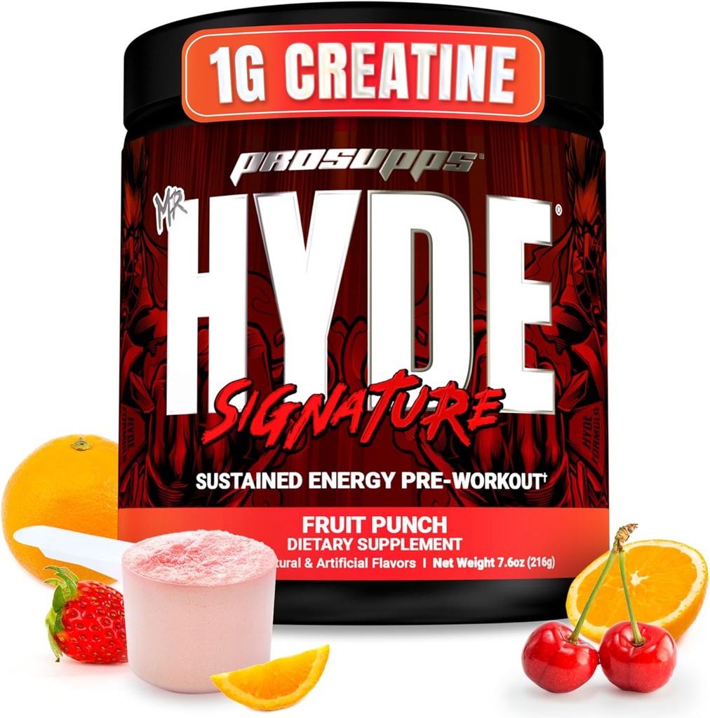 PROSUPPS Mr. Hyde Signature Pre Workout Powder with Creatine, Beta Alanine & Caffeine - Performance, Energy & Endurance - Clean Fitness & Gym Supplements for Men & Women (Fruit Punch, 30 Servings)