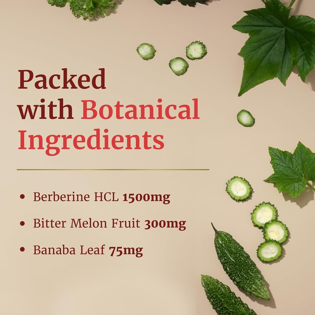Nobi Nutrition Berberine 1000mg HCL to Support Cardiovascular Health | Berberine Supplements | Berberine 500mg Per Capsule with Bitter Melon | 90ct