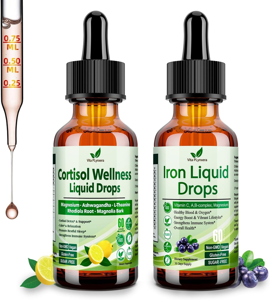 Cortisol Detox + Iron Supplement for Women, Men, Vegan, Non GMO