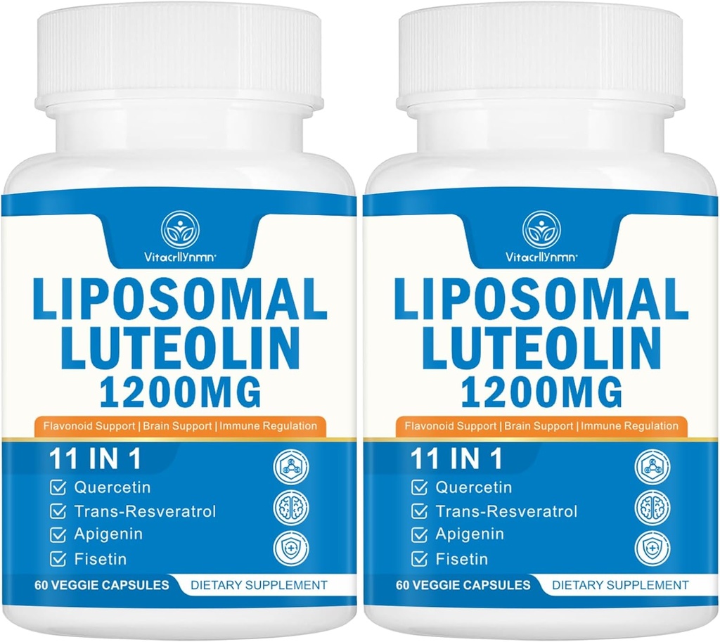 1200MG Liposomal Luteolin Supplement - Maximum Absorption, Antioxidant Boost for The Brain 120 Capsules