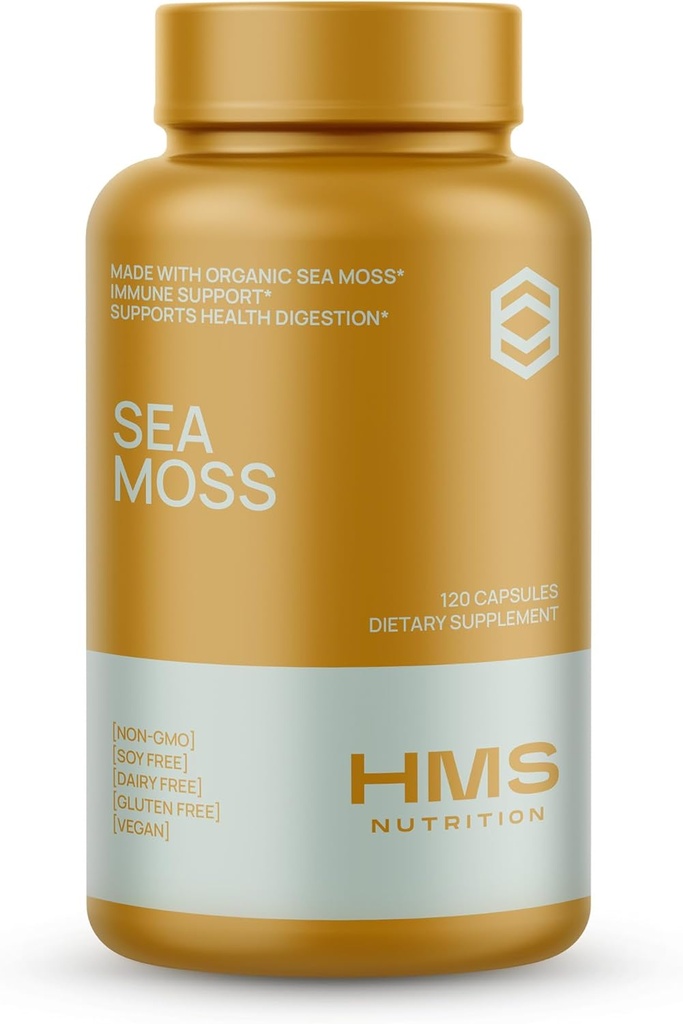 Organic Sea Moss Organic Bladderwrack Organic Burdock 120ct 60 Serving 2 Month Supple Vegetable Capsules