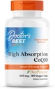 Doctor's Best High Absorption CoQ10, Heart & Energy Support, USP Verified, Naturally Fermented CoQ10, Non-GMO Gluten Free, Soy Free, Vegan 180 Veggie Caps