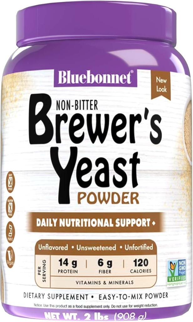 Bluebonnet Nutrition Super Earth Brewers Yeast Powder, Super Food, Whole Food, Source for Vitamins, Great Tasting, Vegan, Vegetarian, Non GMO, Gluten Free, Soy Free, Milk Free, Kosher, 2 lb