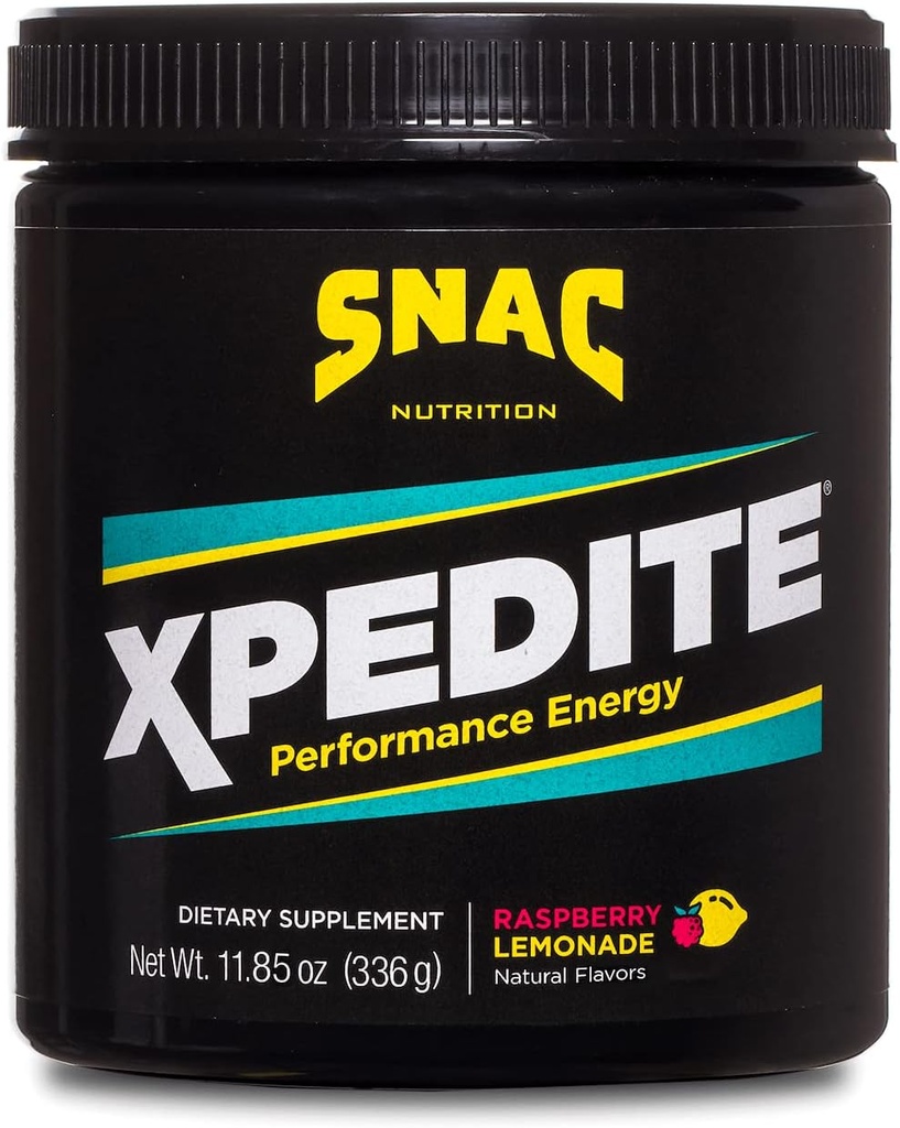 SNAC XPEDITE - Preworkout Performance Drink Supplement, Promotes Energy and Focus, Nitric Oxide Booster & Thermogenic, L-Carnitine, Beta Alanine, Raspberry Lemonade Powder, (24 Servings)