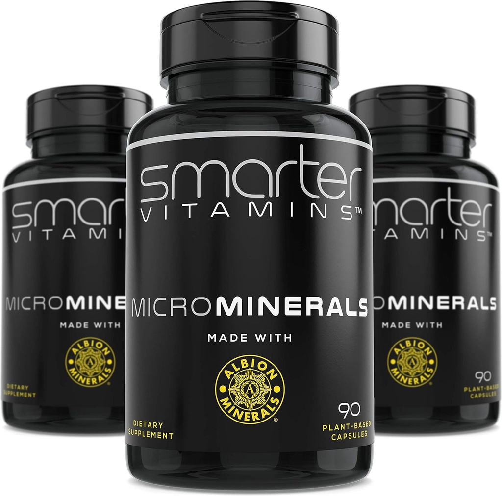 (3 Bottles) 15mg Zinc Glycinate from Albion® 6 Essential Trace Bisglycinate Minerals, Manganese, Boron, Chromium, Selenium, Molybdenum Supplement 90 Plant-Based Vegan Capsules