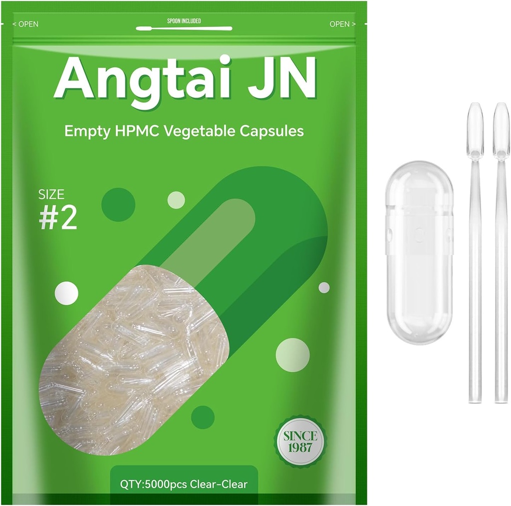 Empty Capsules Size 2 - Vegan Capsules Empty - Pill Capsules Empty (5000 Count) with 2 Micro Lab Spoons for Capsule Filling Kit - Veggie Capsules Empty for DIY Your Own Supplements