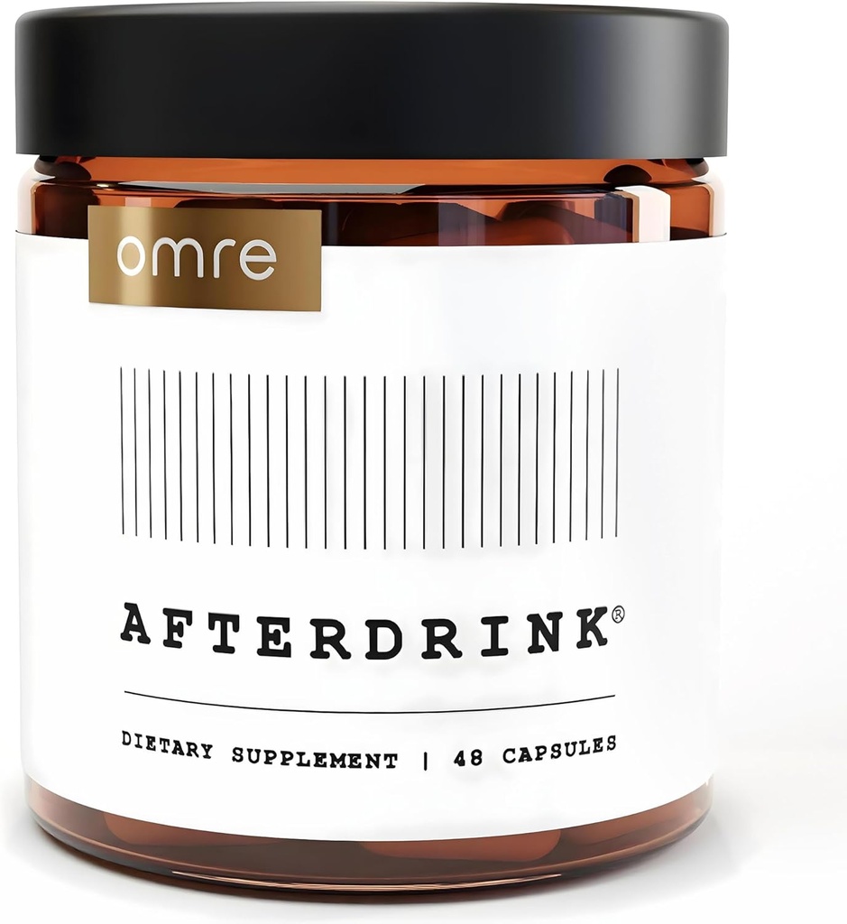 omre AfterDrink Restore Pills with Milk Thistle, DHM, Vitamin B, Ginger & Herbal Extracts - Pre & Post Drinking Supplement with Liver Support for Better Mornings - Made in USA (48 Caps)