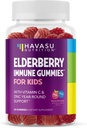 Elderberry Gummies for Kids with Zinc and Vitamin C - Immune Support Supplement for Children - 60 Count, Vegan, Berry Flavor - Convenient Daily Defense with Antioxidants and Essential Nutrients