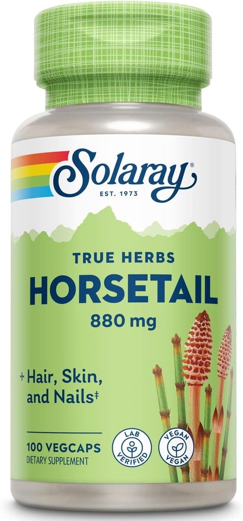 SOLARAY Horsetail 880 mg | Silica Supplement for Healthy Hair, Skin, Nails & Joint Support | 50 Servings | 100 VegCaps