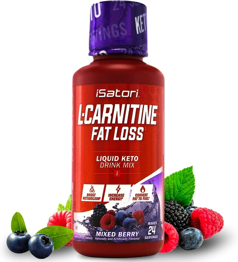 iSatori L-Carnitine 1500, Triple-Blend Liquid L Carnitine Supplement, with Acetyl & Tartrate, Stimulant Free Energy, Low Calories, Sugar or Gluten, Keto-Friendly, Mixed Berry Flavor (24 Servings)