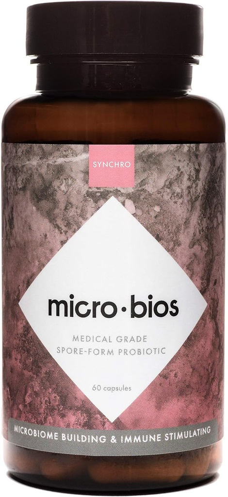 Synchro Micro•Bios - Medical-Grade Spore-Form Probiotic - Bacillus Subtilus (HU58), Coagulans and Clausii - Powerful Immune Health + GI Support - 60 Capsules