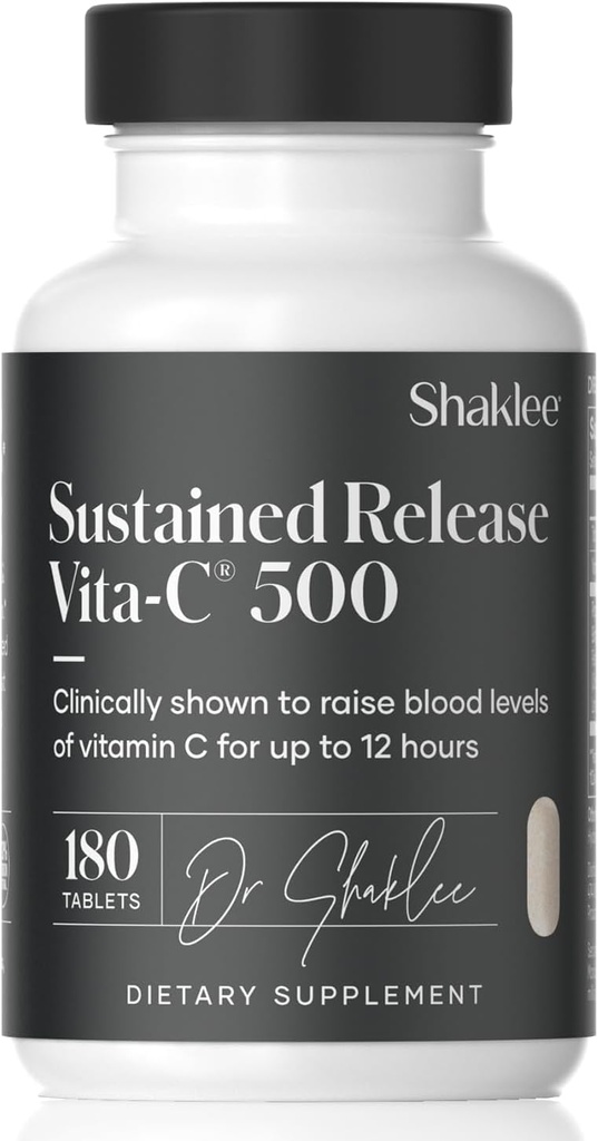 Shaklee - Sustained Release Vita-C® 500mg - High-Potency Cellular and Immune Support Formula with Proprietary Sustained-Release System - includes Rose Hips and Bioflavonoid Blend - 180 Tablets