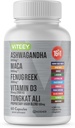 Viteey Ashwagandha Maca Fenugreek Supplement with Tongkat Ali – Drive, Passion & Energy Support for Men & Women – Mood, Calm & Stress Support - 60 Capsules