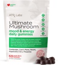 Ultimate Mushroom Daily Gummies - Mushroom Gummies with Cordyceps, Lion’s Mane, and Reishi, Plus Huperzine A & L-Theanine, May Improve Mood and Energy, Apple Berry Flavor, 60 Count