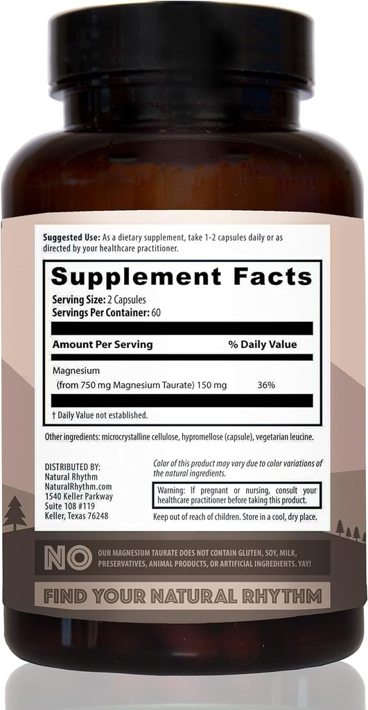 Natural Rhythm Magnesium Taurate 120 Capsules and Magnesium Glycinate 120 Capsules Bundle