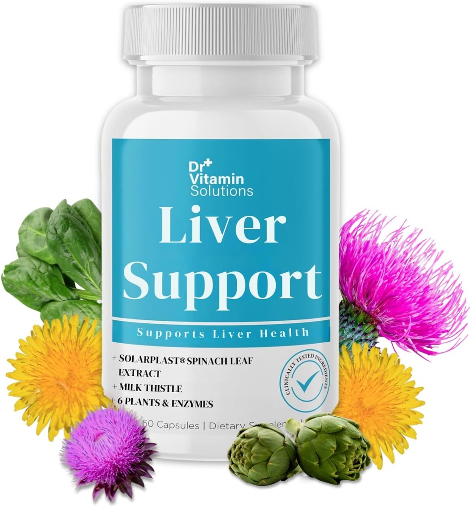 DR VITAMIN SOLUTIONS Liver Cleanse Detox and Repair - Milk Thistle Supplement with Chlorophyll, Digestive Enzymes, Artichoke & Dandelion for Natural Gallbladder Support, 30 Vegan Capsules