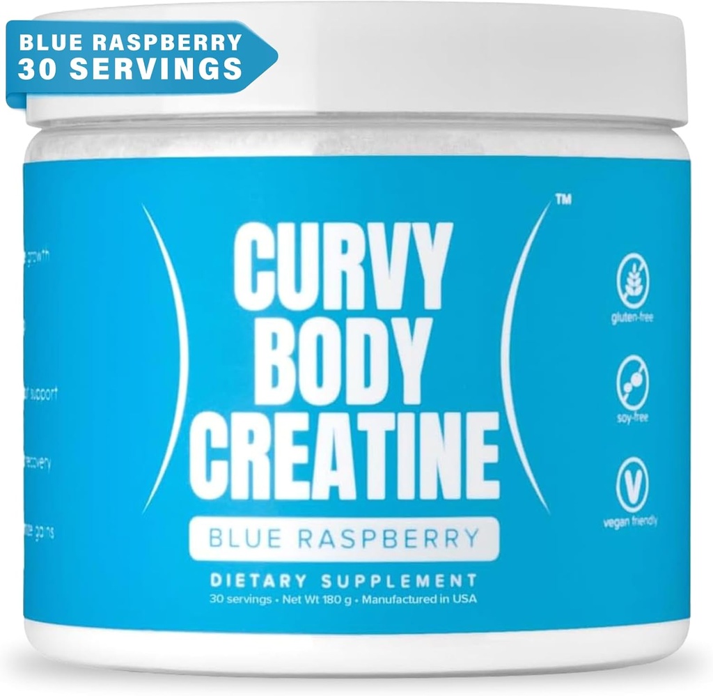 CBB Creatine Monohydrate Powder | Workout Support | Vegan | Kosher | Blue Raspberry Flavor 180 Grams (30 Servings)