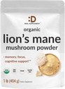 DEAL SUPPLEMENT Organic Lions Mane Mushroom Powder Supplement, 1,500mg Per Serving, 1lb – Active Fruiting Body & Mycelium Extract – Natural Brain Nootropic & Immune System Booster – Non-GMO
