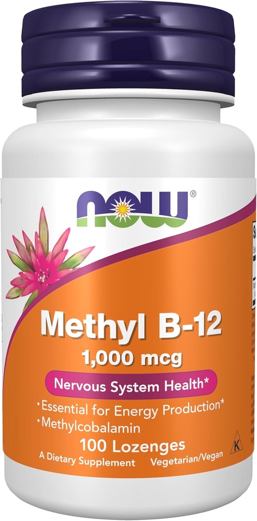 NOW Supplements, Methyl B-12 (Methylcobalamin) 1,000 mcg, Nervous System Health*, 100 Lozenges