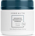 JSHealth Vitamins Advanced Magnesium+ Powder with Magnesium Glycinate & Citrate - 3 Bioavailable Forms, 400 mg/Serving