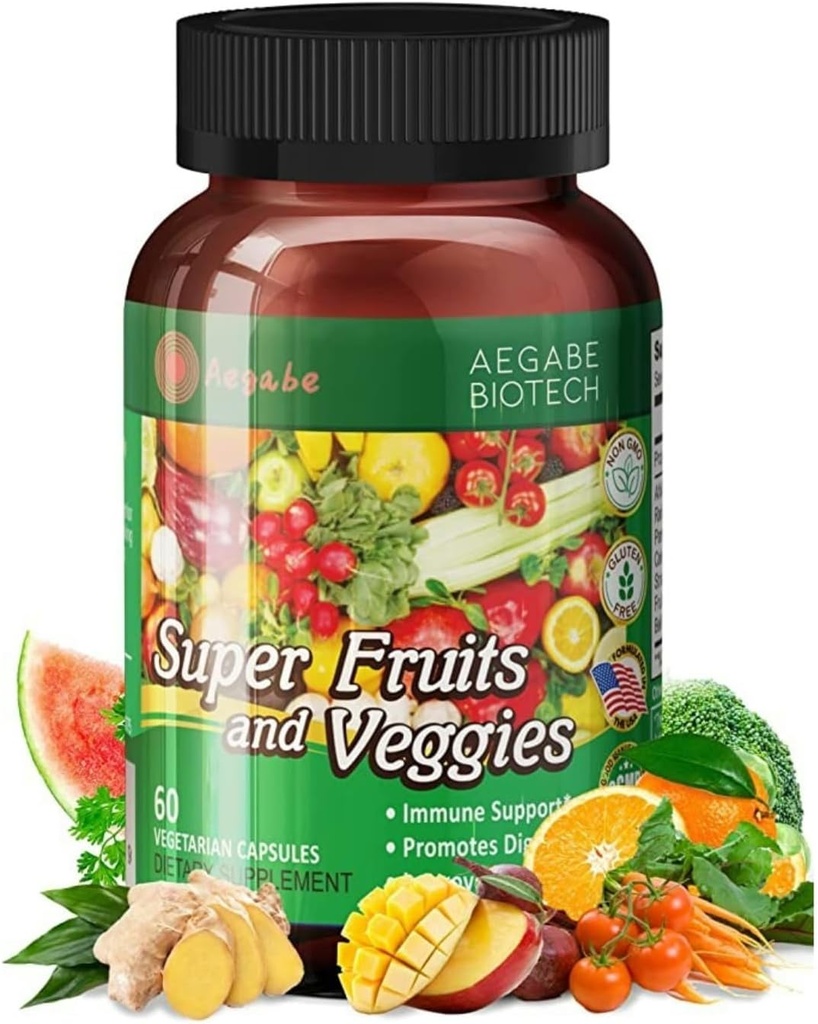 Super Fruits and Veggies Supplement,36 Fresh Veggies & Fruits,Balance of Nature Daily Nutritional Supplement for Digestive Health & Constipation Relief,60-Day Supply,Made in USA