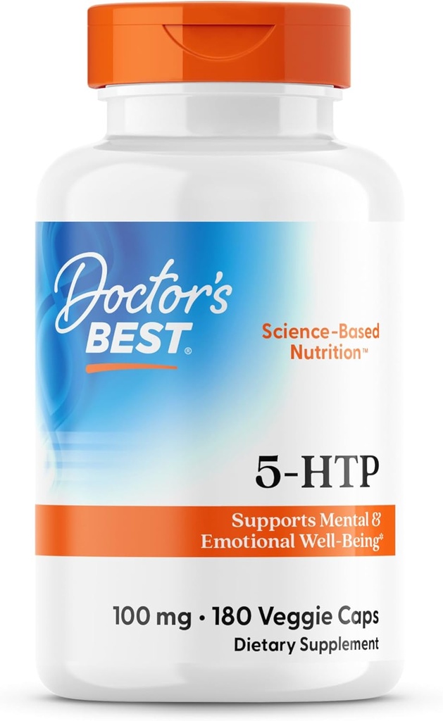Doctors Best 5-HTP, Supports Mental & Emotional Well-Being, Non-GMO, Gluten Free, Soy Free, Vegan 180 Veggie Caps