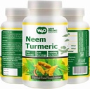 Neem Turmeric Capsules(Tablets) - High-Potency Azadirachta Indica Tablets, Neem Leaves and Turmeric in Equal Ratio - 300 Tablets, 150 Serving, 1000 Mg. Pack of 1.