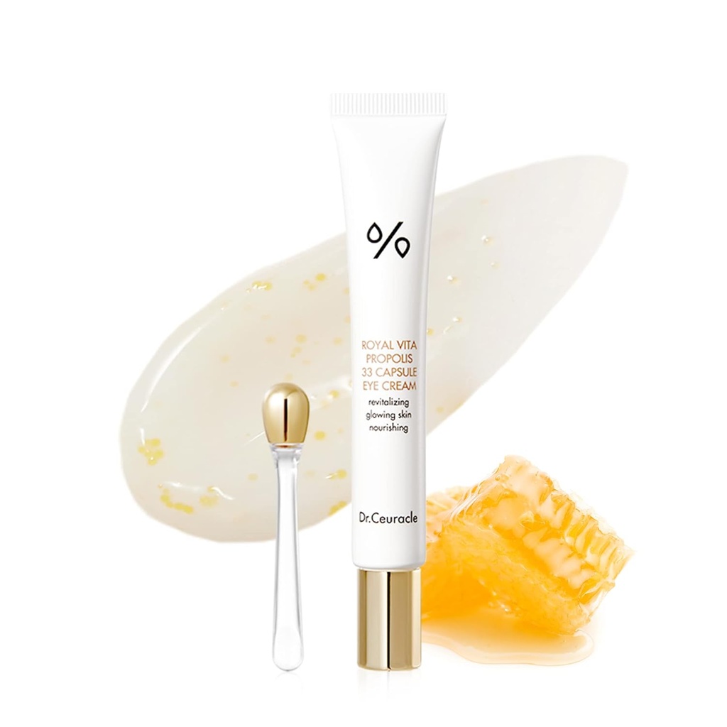 Dr.Ceuracle Royal Vita Propolis 33 Capsule Eye Cream with Applicator - Soothing, Hydrating Eye Serum Cream, Dark Circle Relief, Korean Skincare for Stocking Stuffers (20ml / 0.67 fl. oz.)