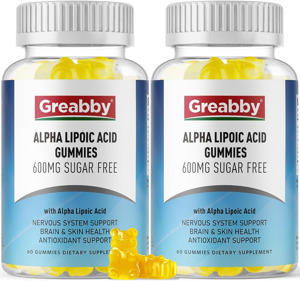 Alpha Lipoic Acid 600mg Gummies, Sugar Free Chewable ALA Supplement for Antioxidant & Nervous System Support, Brian & Skin Health, Pineapple Flavor, 120 Count