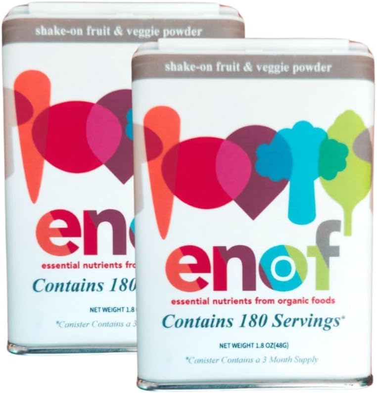 ENOF Organic Fruit and Vegetable Powder Supplement Kids & Adults | 10 Clean Ingredients - Strawberry, Spinach | Gluten & GMO Free Vegetable Powder for Kids | 360 Servings, 6 Mo. Supply, Made in USA