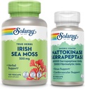 SOLARAY Irish Sea Moss 500mg and Nattokinase Serrapeptase Supplement - Wellness Bundle with Naturally Occurring Vitamins, Minerals - Gut Health, Sinus, Heart Health Support, 60-Day Guarantee, 100/30ct