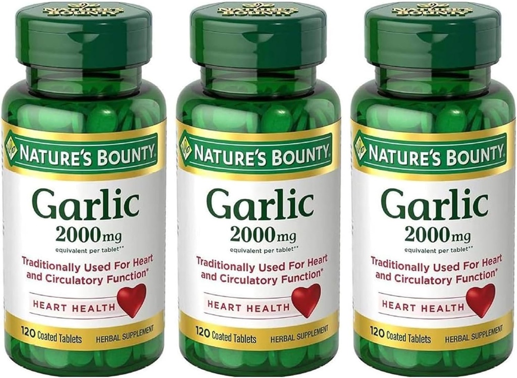 Nature's Bounty Garlic 2000mg, Tablets 120 ea (Pack of 3)