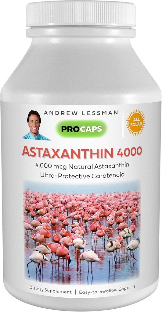 ANDREW LESSMAN Astaxanthin 360 Softgels - 4000 mcg Natural Astaxanthin, Powerful Anti-Oxidant Carotenoid. Protection for Eyes, Heart, Skin and More. No Additives. Easy to Swallow Softgels