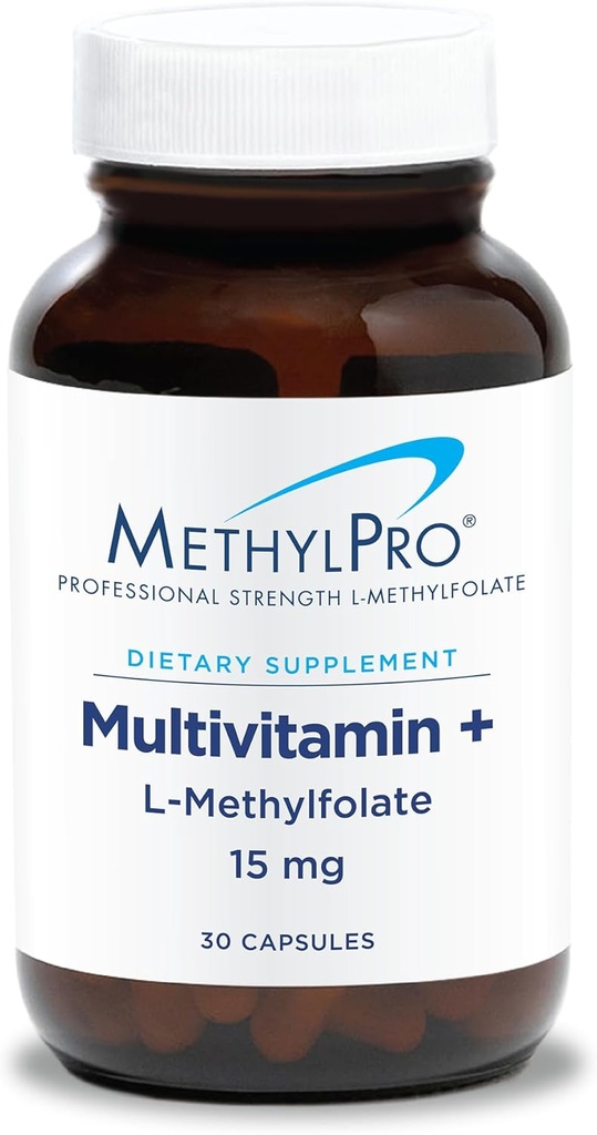 MethylPro Multivitamin + 15 mg Methylfolate - Iron Free Multivitamin for Women & Men with Vitamin A, C, Minerals, Methylated B Complex, Multi Vitamin Without Iron - 30 Capsules