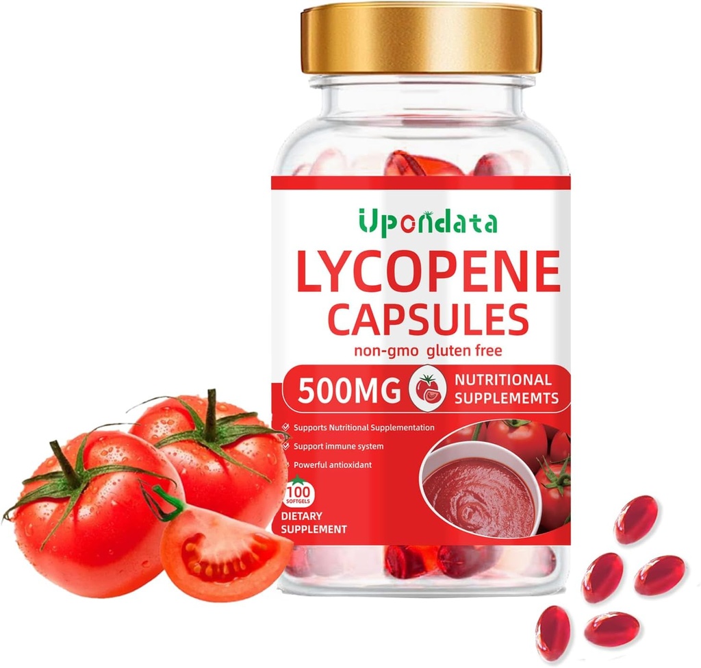 Lycopene Capsules - 500mg /100 Softgels Natural Tomato Extract Organic Complex Formula Supplement - Gluten-Free, Non-GMO (1 Pack)